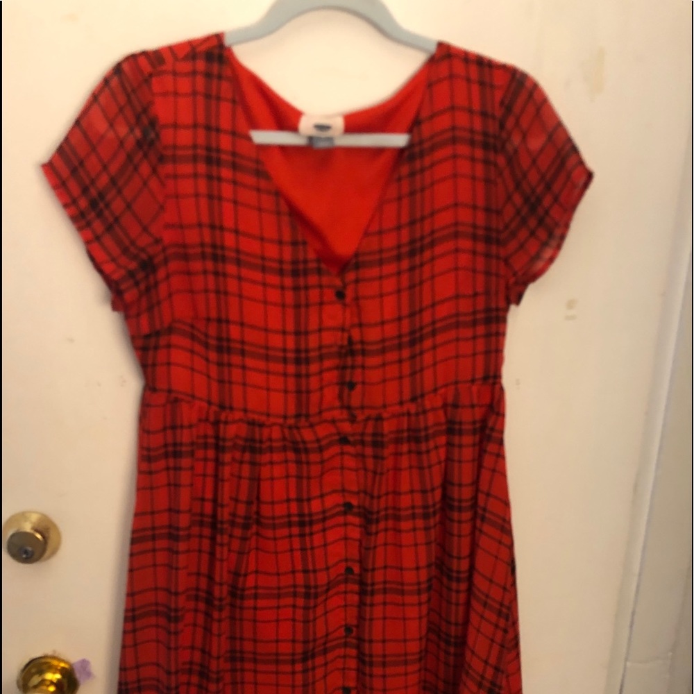 Button up plaid babydoll dress